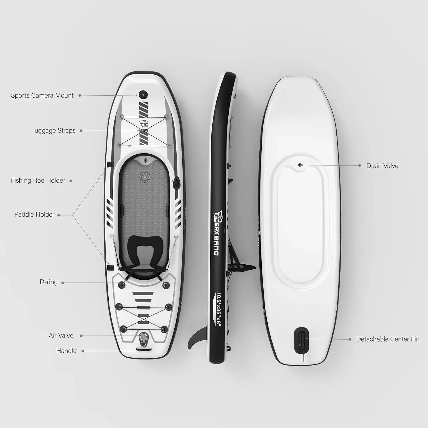 TIGERXBANG, kayak inflable de  - Fishing Kayak Seat reseña y precio