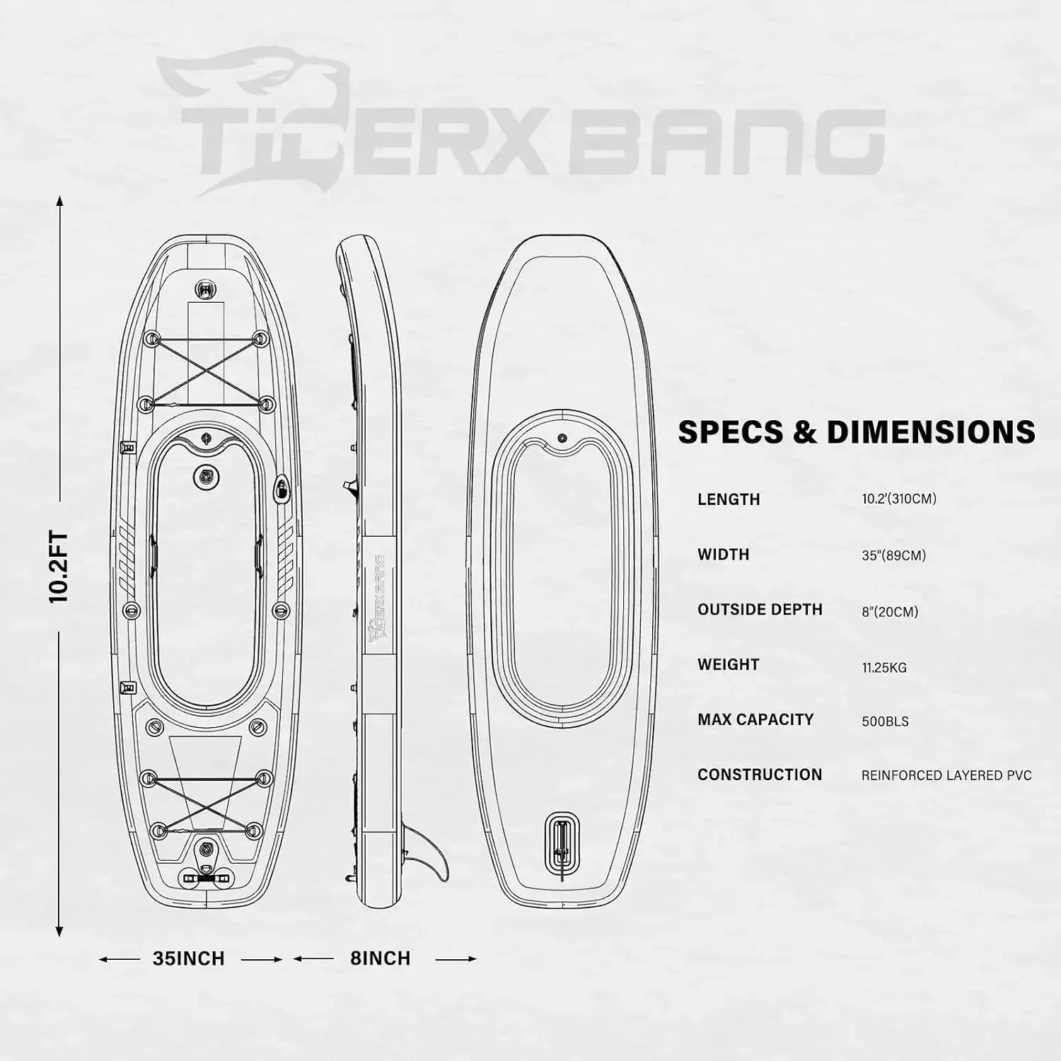 TIGERXBANG, kayak inflable de  - Fishing Kayak Seat reseña y precio